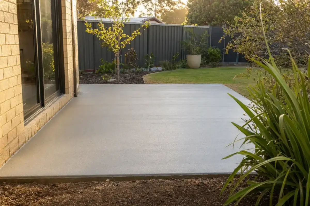 Concrete patio slab in a Perth backyard