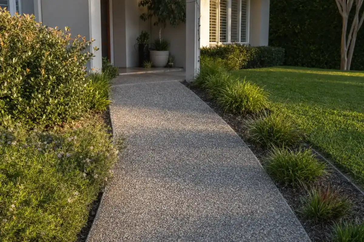 Exposed aggregate residential pathway in Perth