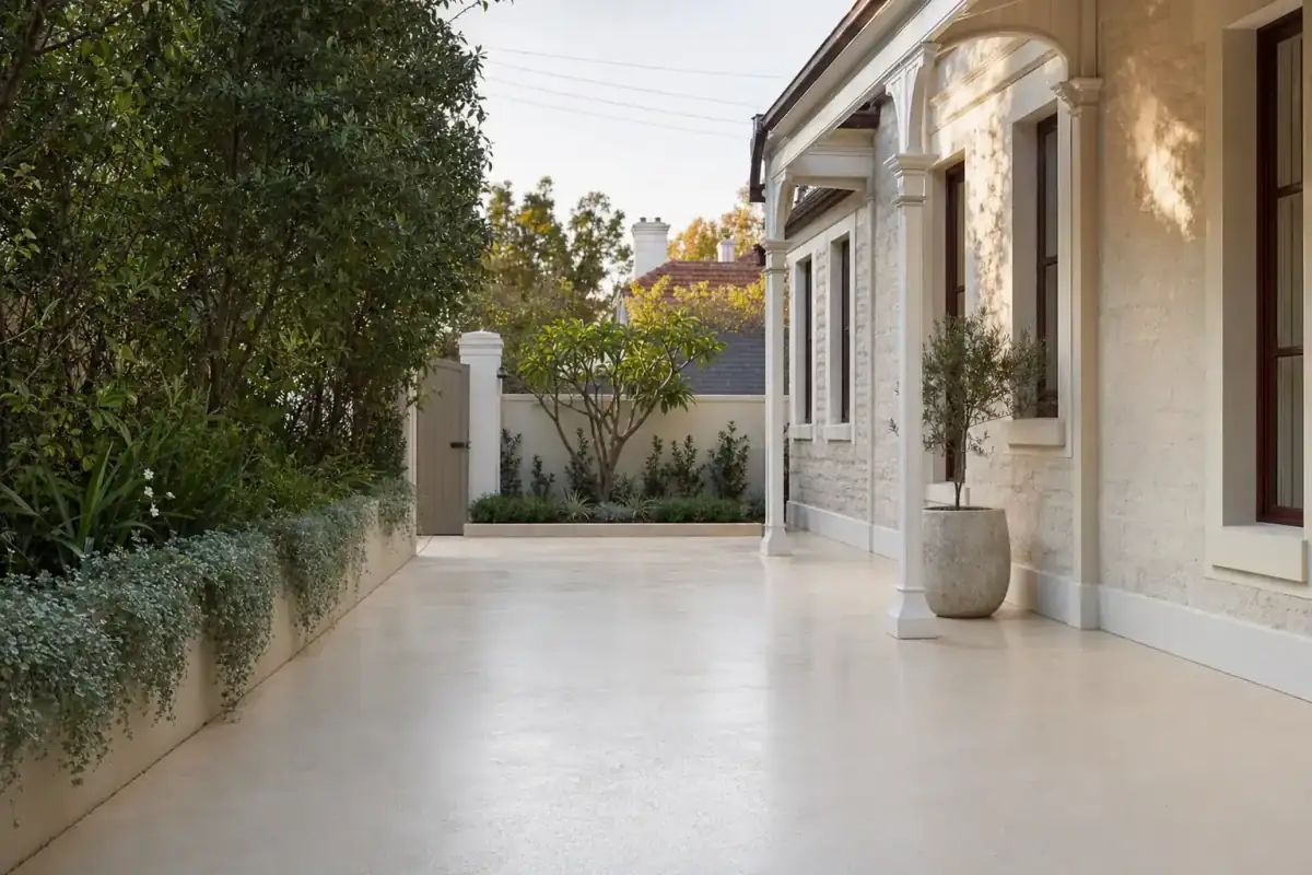 Liquid limestone courtyard in a Perth heritage home